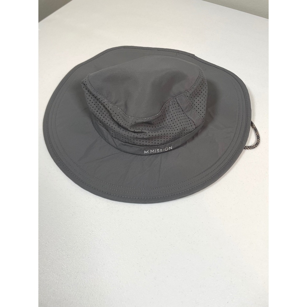 Mission Cooling Boonie Hat Unisex Grey Wet to Cool Wide Brim Sun Hat Fishing